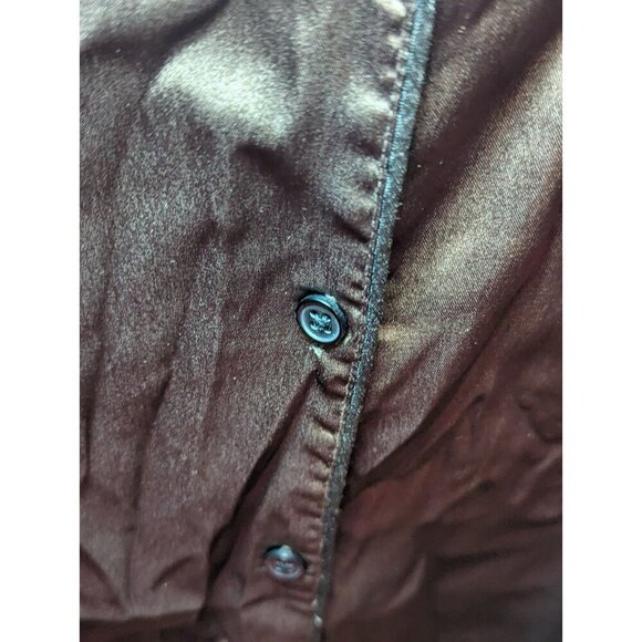 Pretty Little Thing Tall Women's Size 8 Brown Silky Long Sleeve Pajama Blouse - Picture 8 of 10